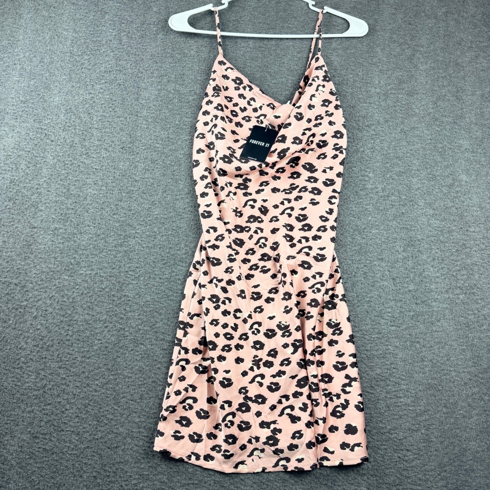 Love Tree Women's S Small Pink Leopard Print Satin Slip‎ Dress NWT 4537DY